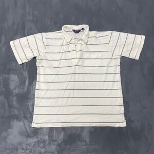 Vintage Arrow striped polo shirt mens Large white 1980s pocket loop collar
